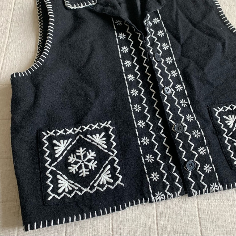 Talbots Vintage Women’s Snowflake Wool Vest Black Size Large‎ - Picture 3 of 7